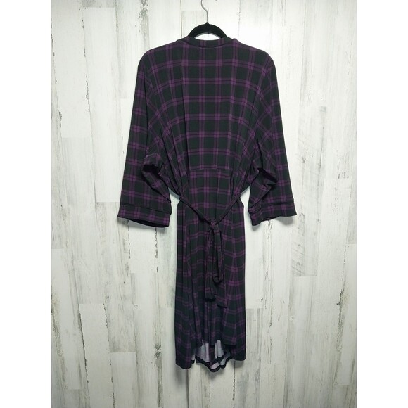 Torrid Purple Plaid Studio Faux Wrap Dress Plus Size 5X Knit Stretch - Picture 7 of 11